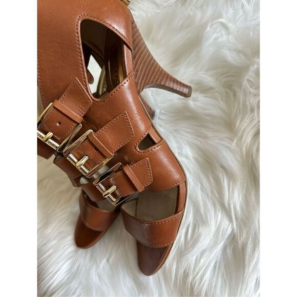 Michael kors brown leather strapped heels size 8.5 - Picture 2 of 9